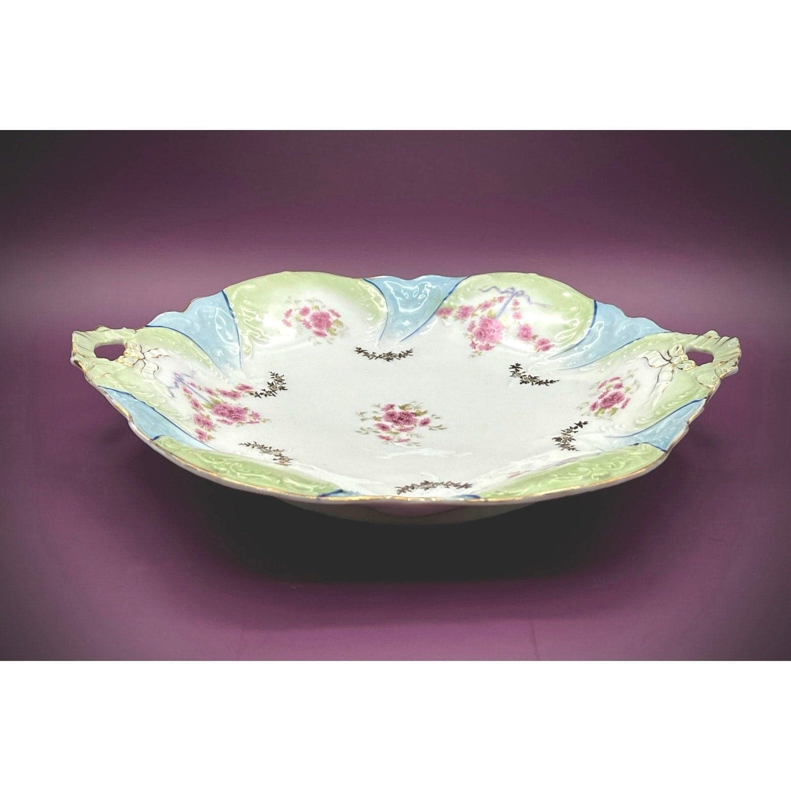 Antique Carl Tielsch German Porcelain 12.5" Floral Serving Platter - Image 1