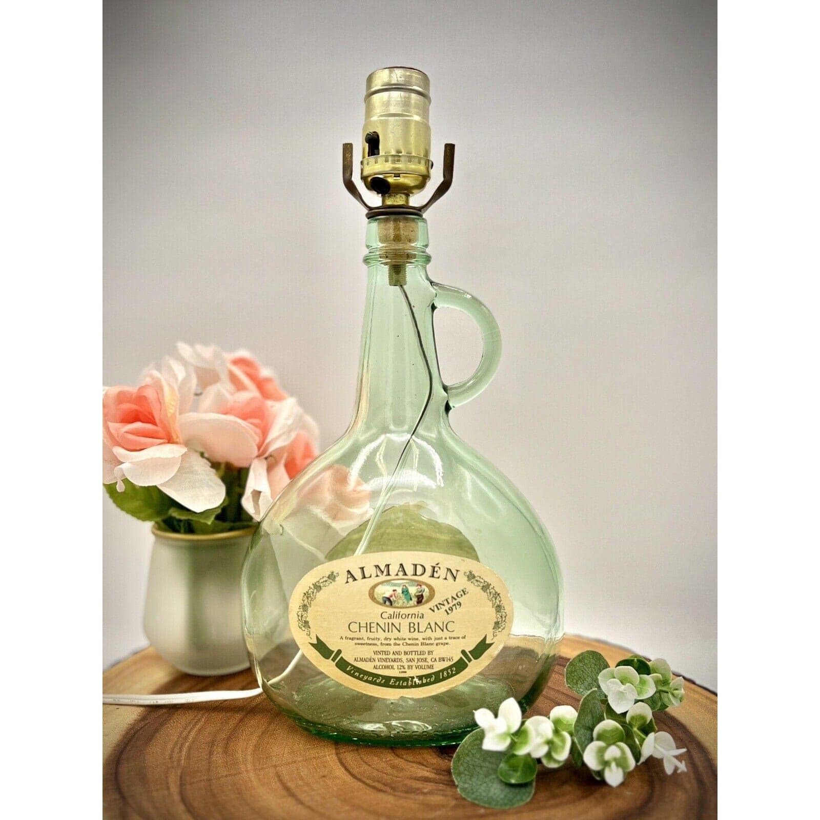 Vintage French Wine Green Glass Bottle Table Lamp - Image 1