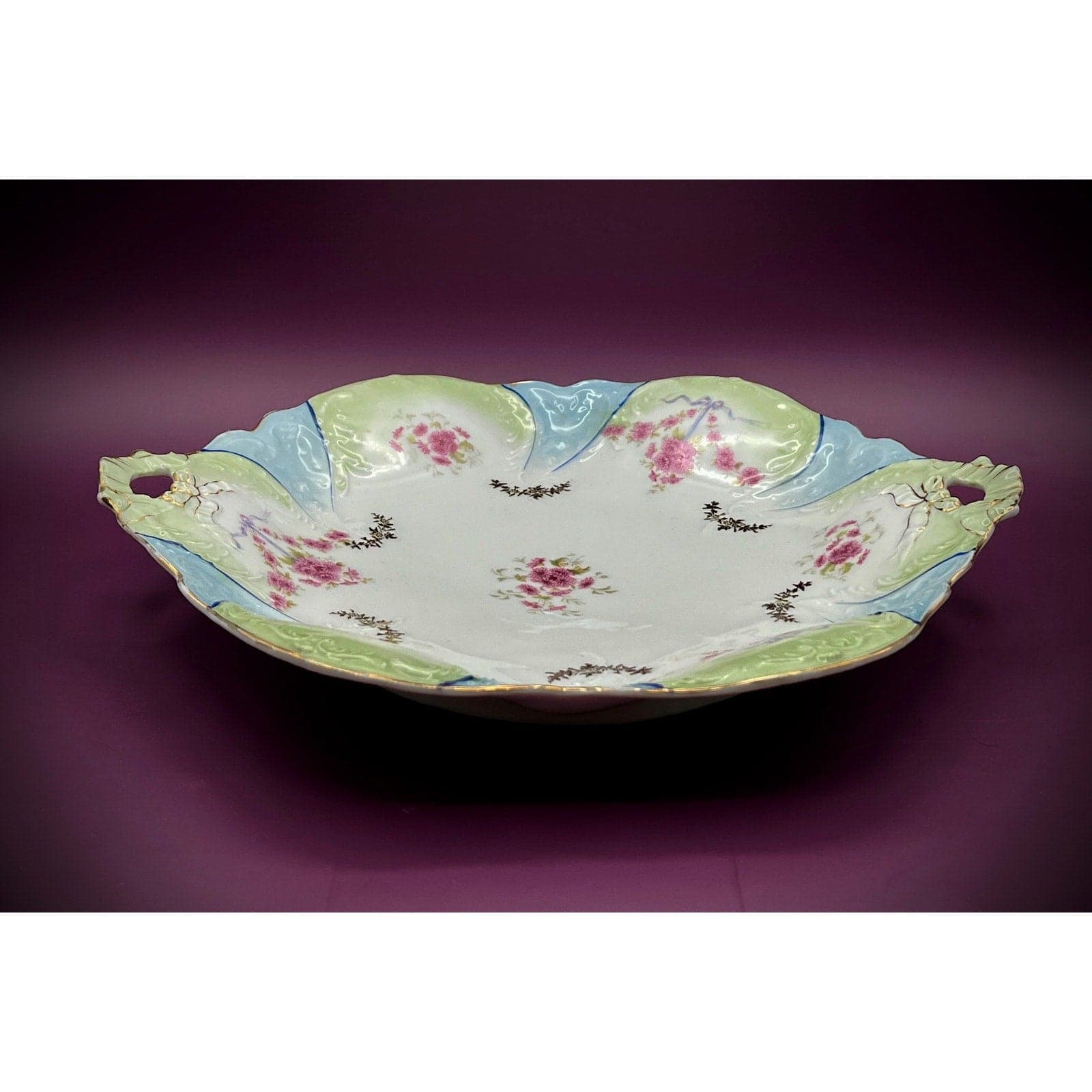 Antique Carl Tielsch German Porcelain 12.5" Floral Serving Platter - Thumbnail 4