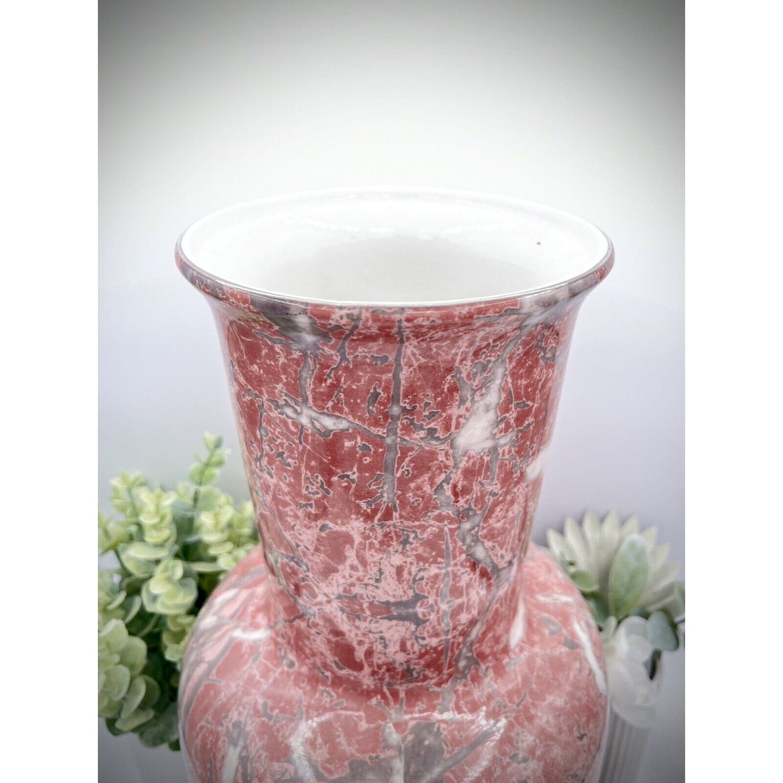 Italian Pink Marble Vase With Gray Veining Large - Ceramic - Thumbnail 6