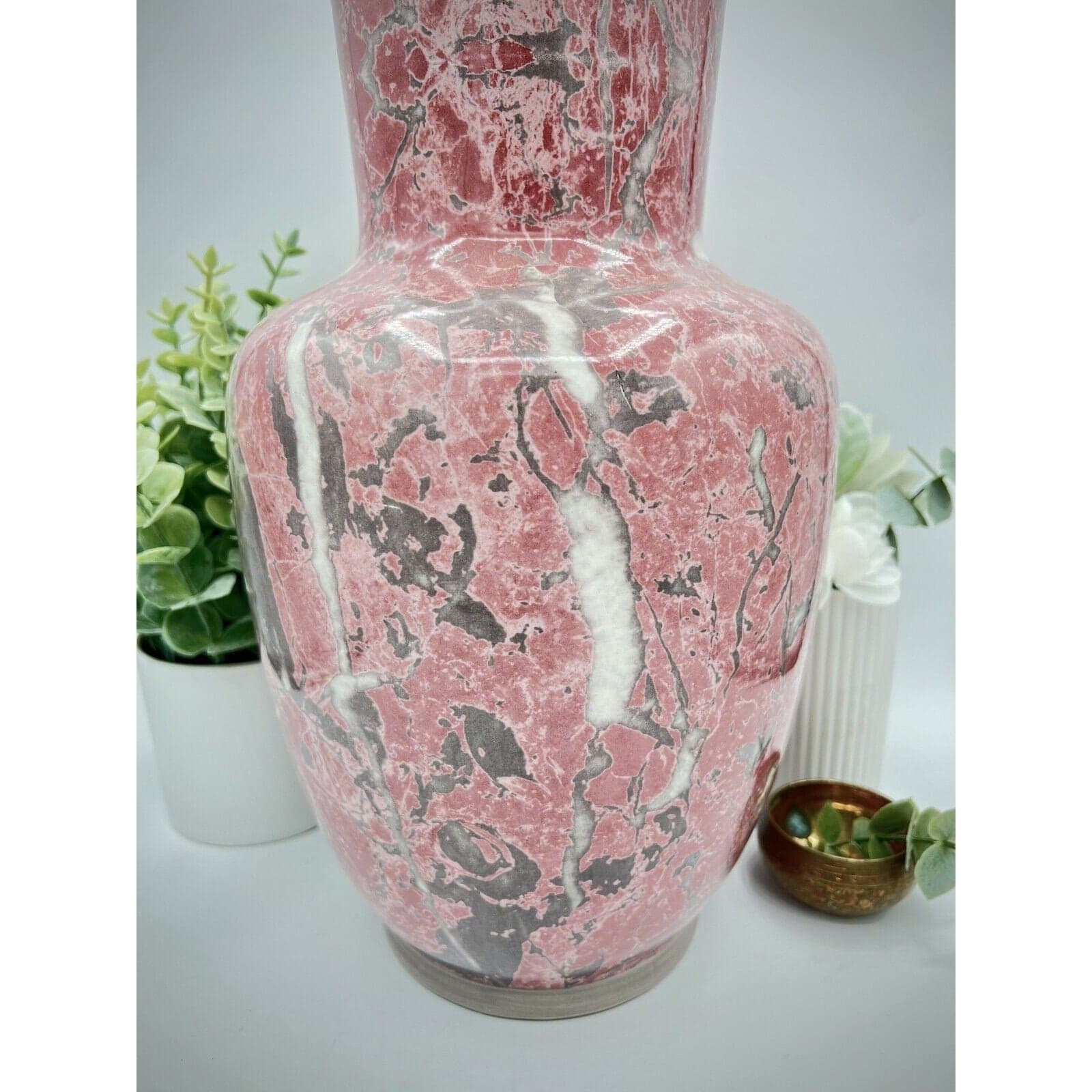 Italian Pink Marble Vase With Gray Veining Large - Ceramic - Thumbnail 5