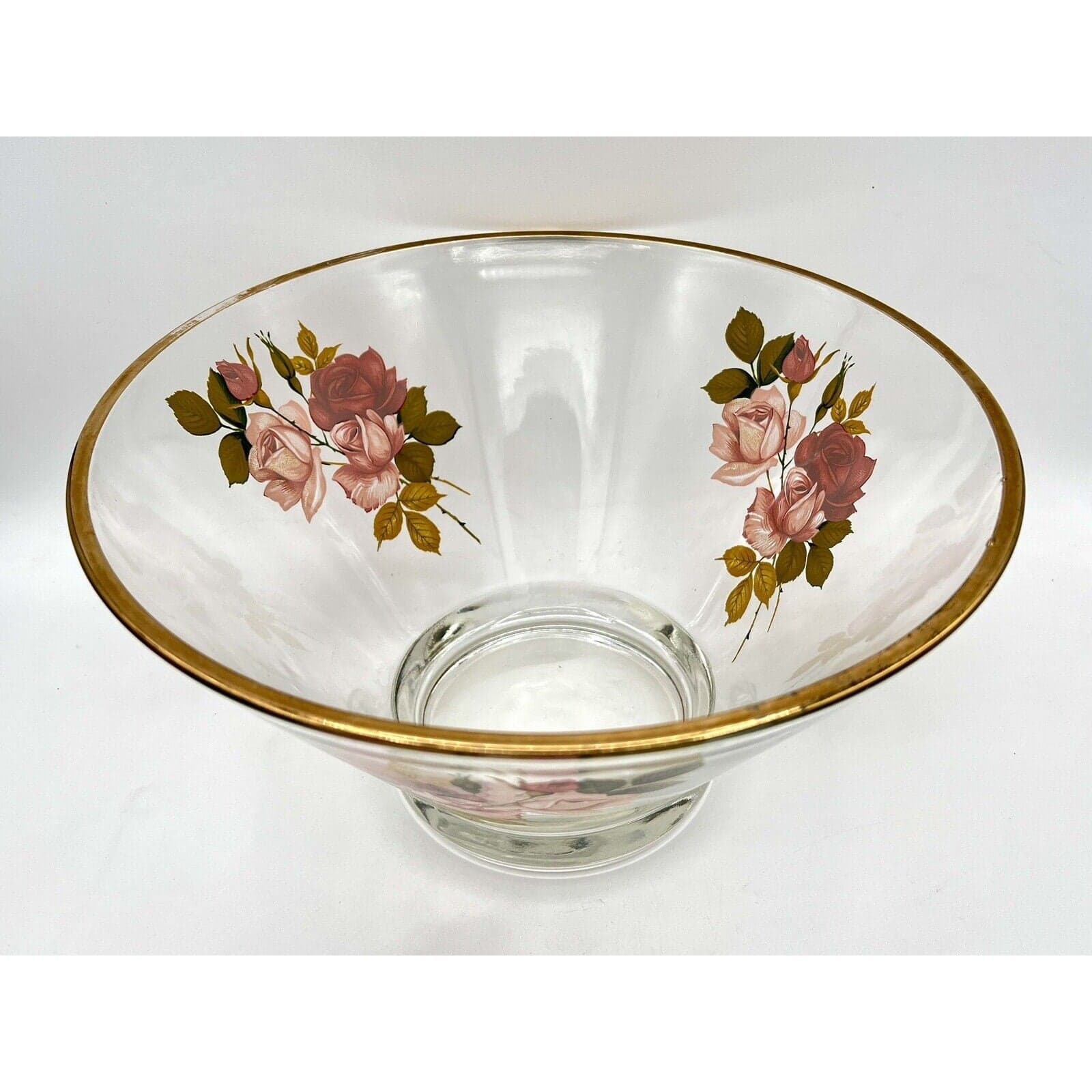 Vintage West Virginia Glass Radiant Rose 3-Piece Salad Bowl and Cruet Set - Thumbnail 3