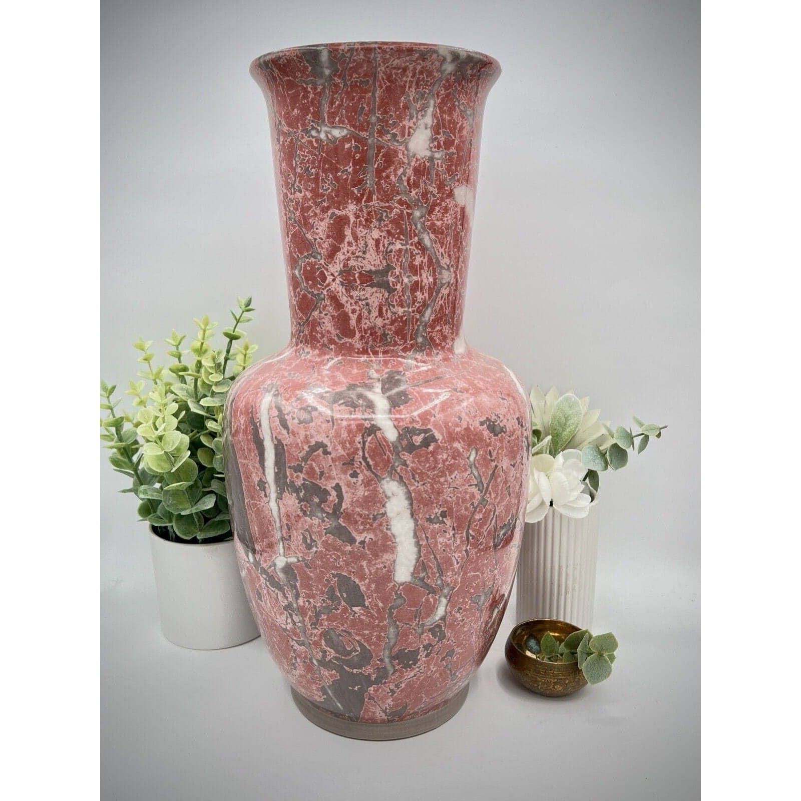 Italian Pink Marble Vase With Gray Veining Large - Ceramic - Thumbnail 2