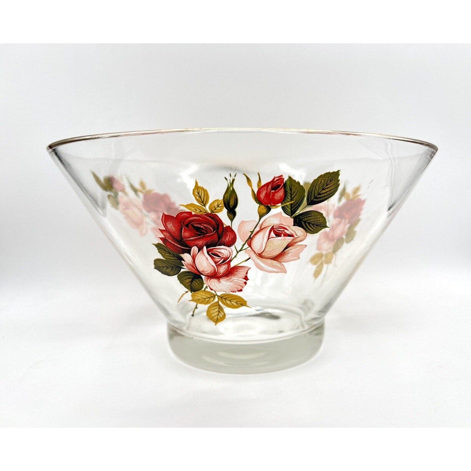 Vintage West Virginia Glass Radiant Rose 3-Piece Salad Bowl and Cruet Set - Thumbnail 2