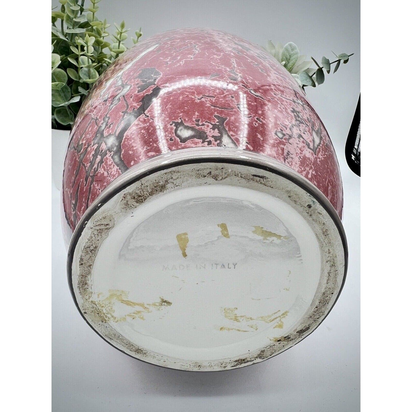 Italian Pink Marble Vase With Gray Veining Large - Ceramic - Thumbnail 8