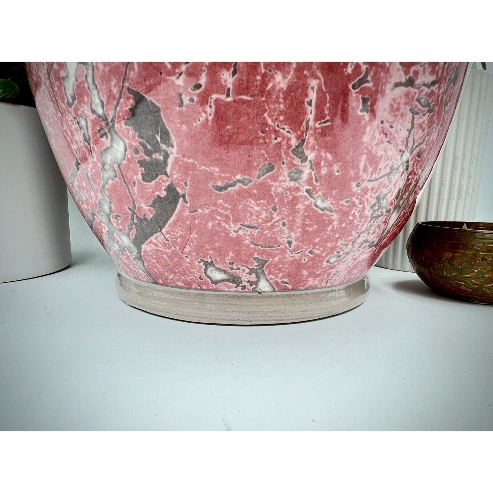 Italian Pink Marble Vase With Gray Veining Large - Ceramic - Thumbnail 7