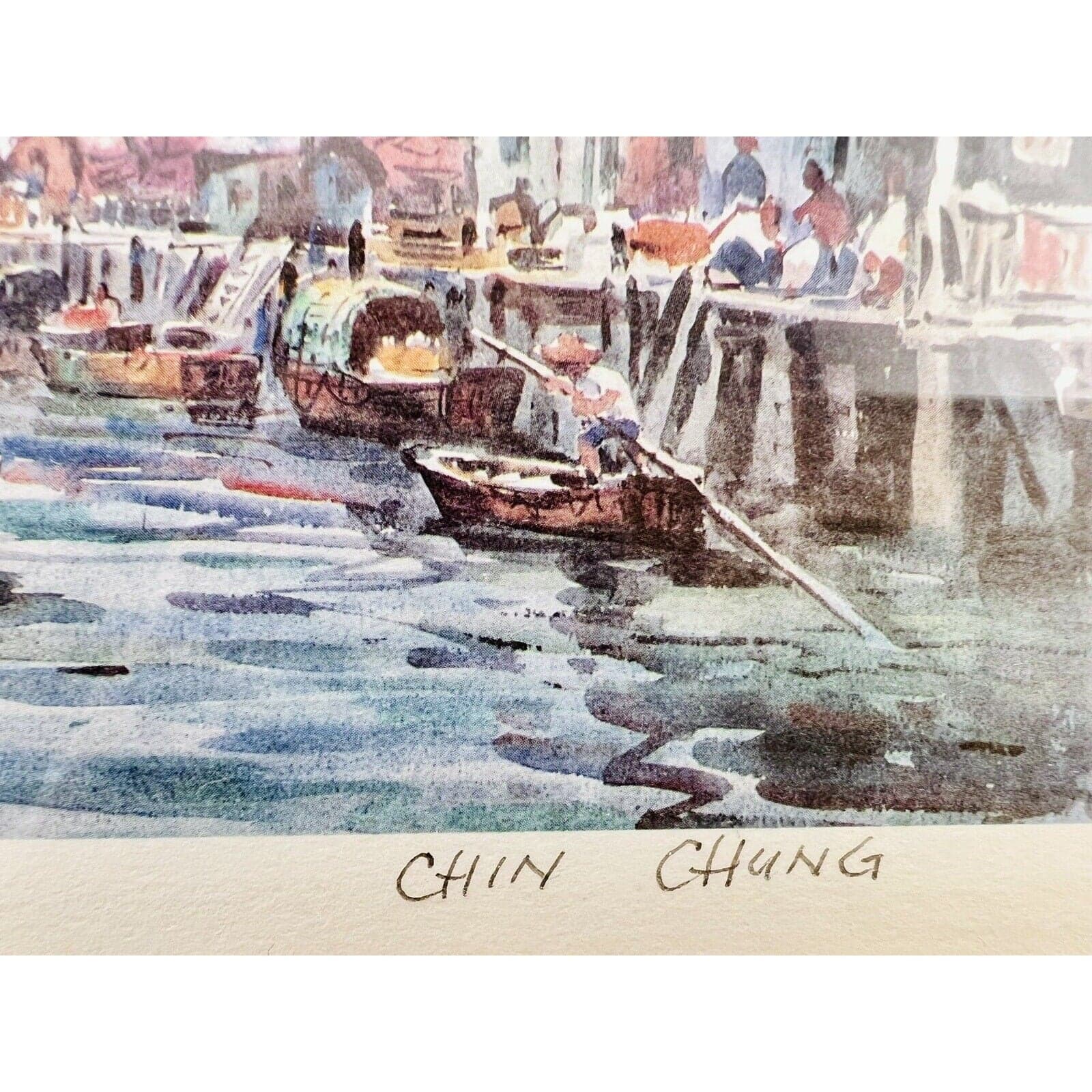 Signed Chin Chung Numbered Print - Asian Harbor Cityscape Framed - Thumbnail 5