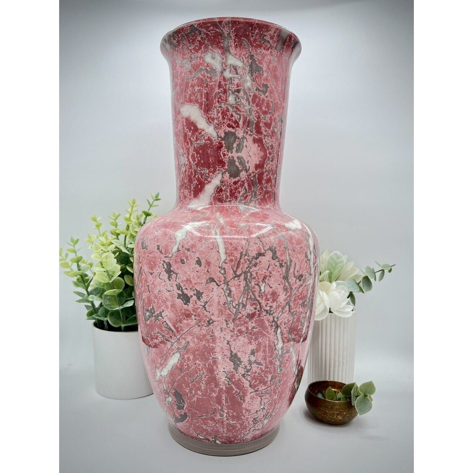 Italian Pink Marble Vase With Gray Veining Large - Ceramic - Thumbnail 3