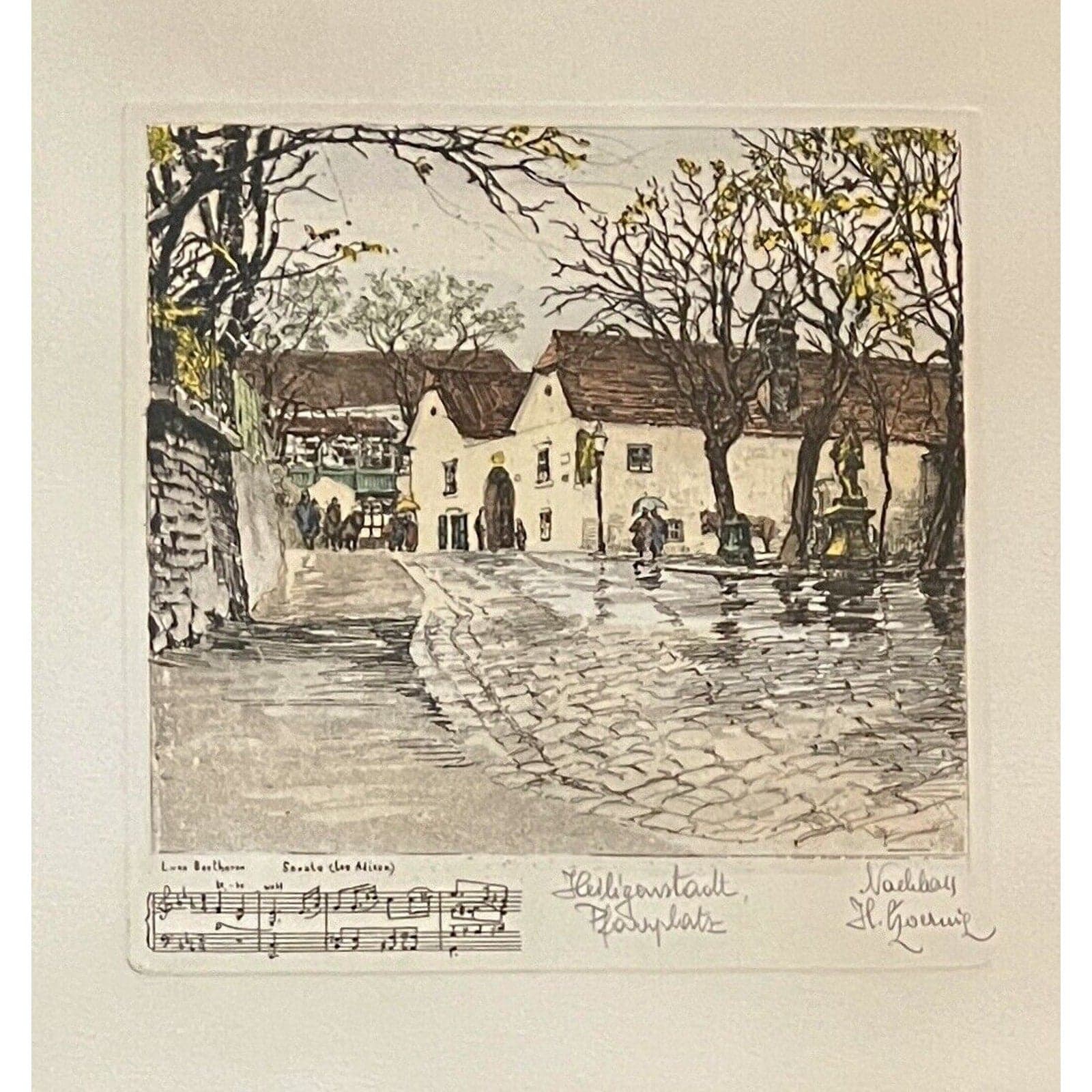 Herta Czoernig Beethoven Heiligenstadt Pfarrplatz Etching with COA - Piano Sonata No. 26 - Thumbnail 2