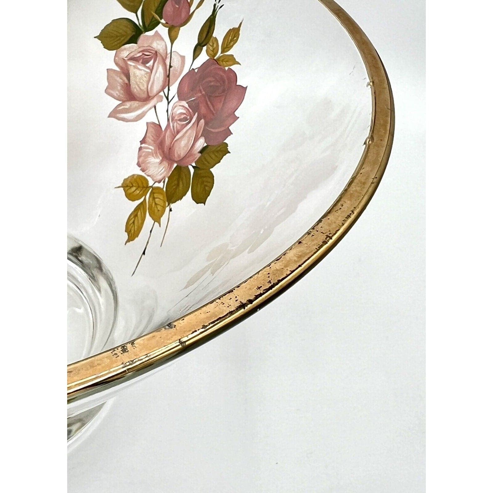 Vintage West Virginia Glass Radiant Rose 3-Piece Salad Bowl and Cruet Set - Thumbnail 4