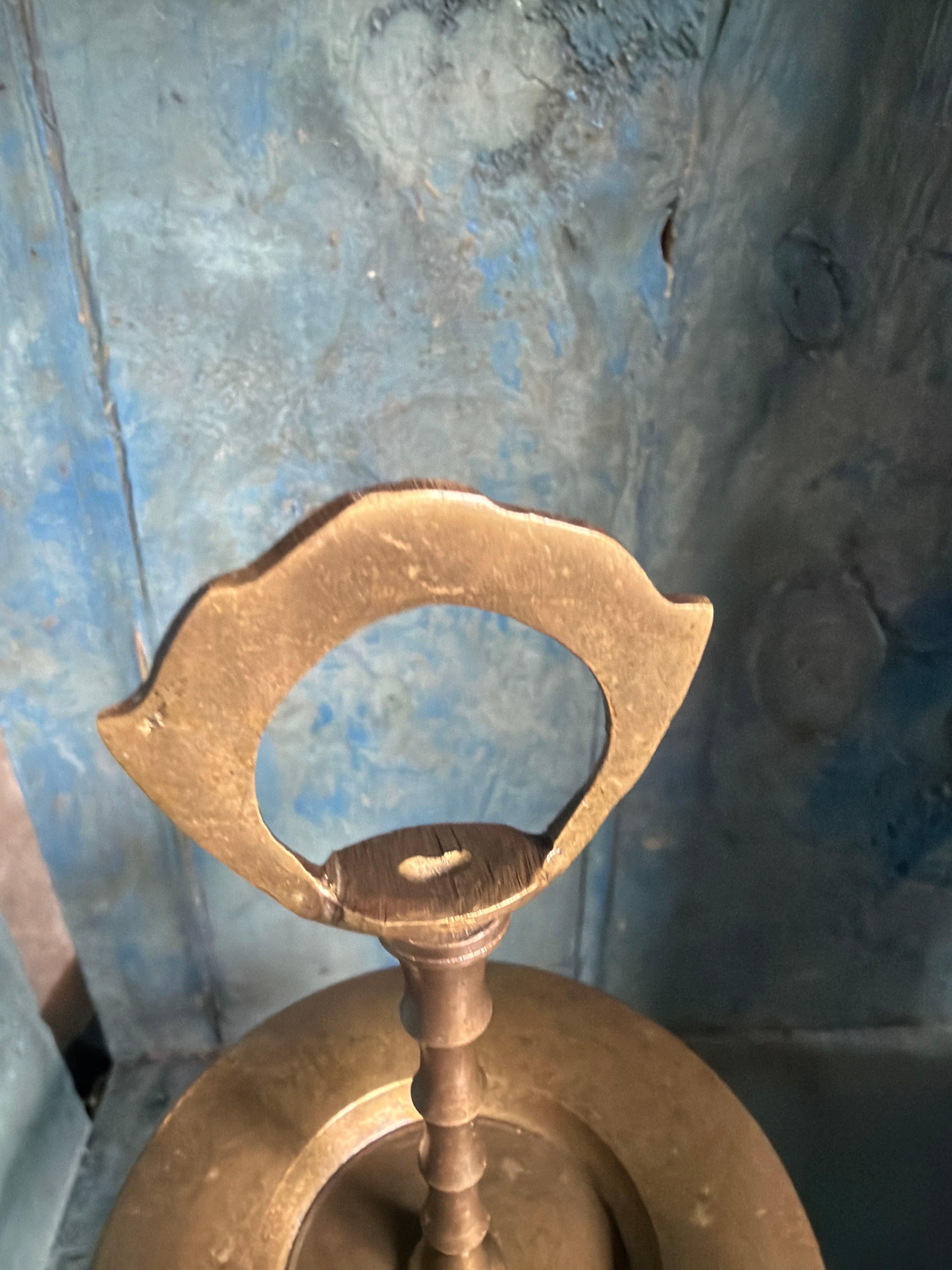 Vintage Brass 3 Tier Pedestal Display Stands Pair 11 Inch Made in India - Thumbnail 5
