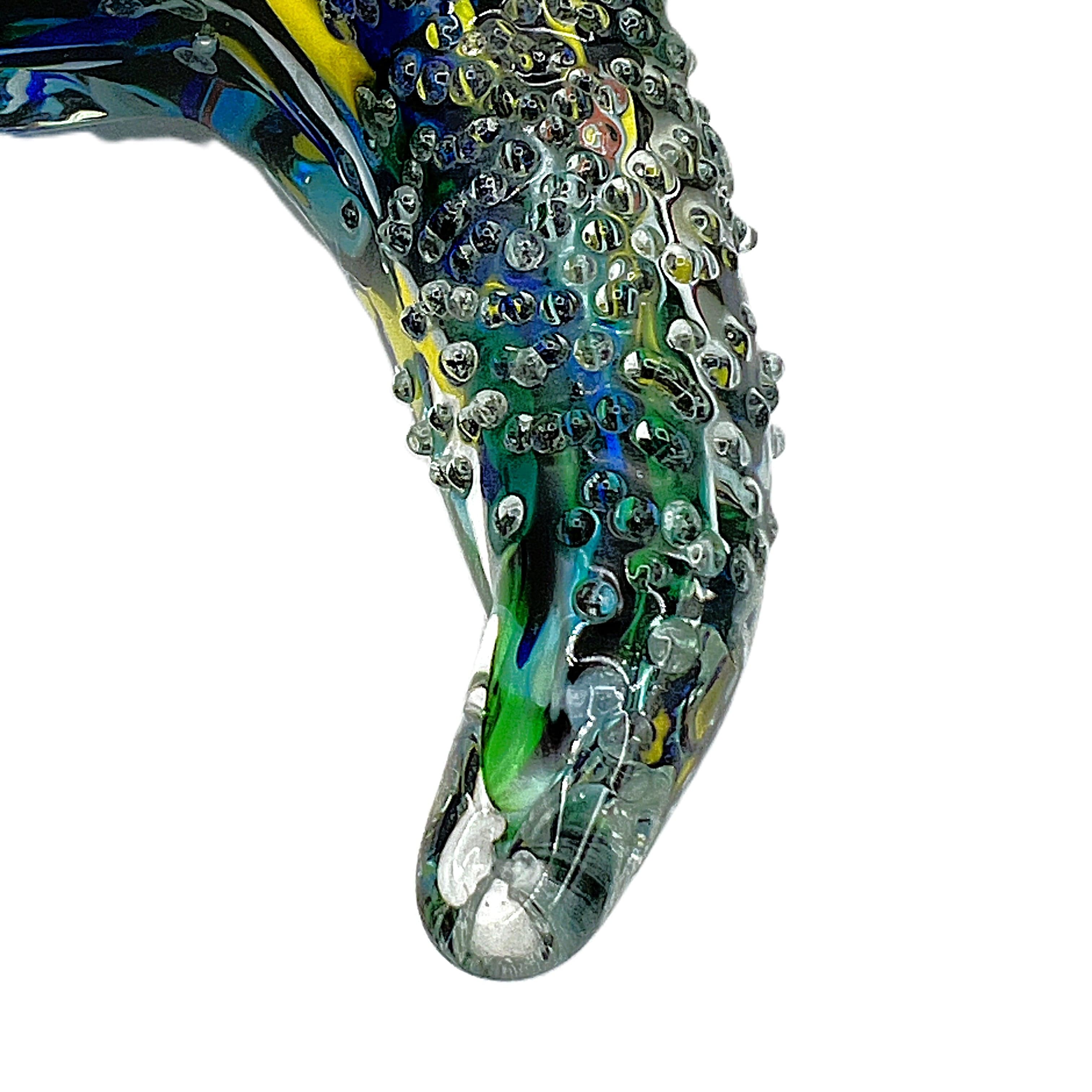 Vintage Murano Style Bullicante Glass Starfish Sculpture - Multicolor Controlled Bubble Art Glass - 6.75" - Thumbnail 4