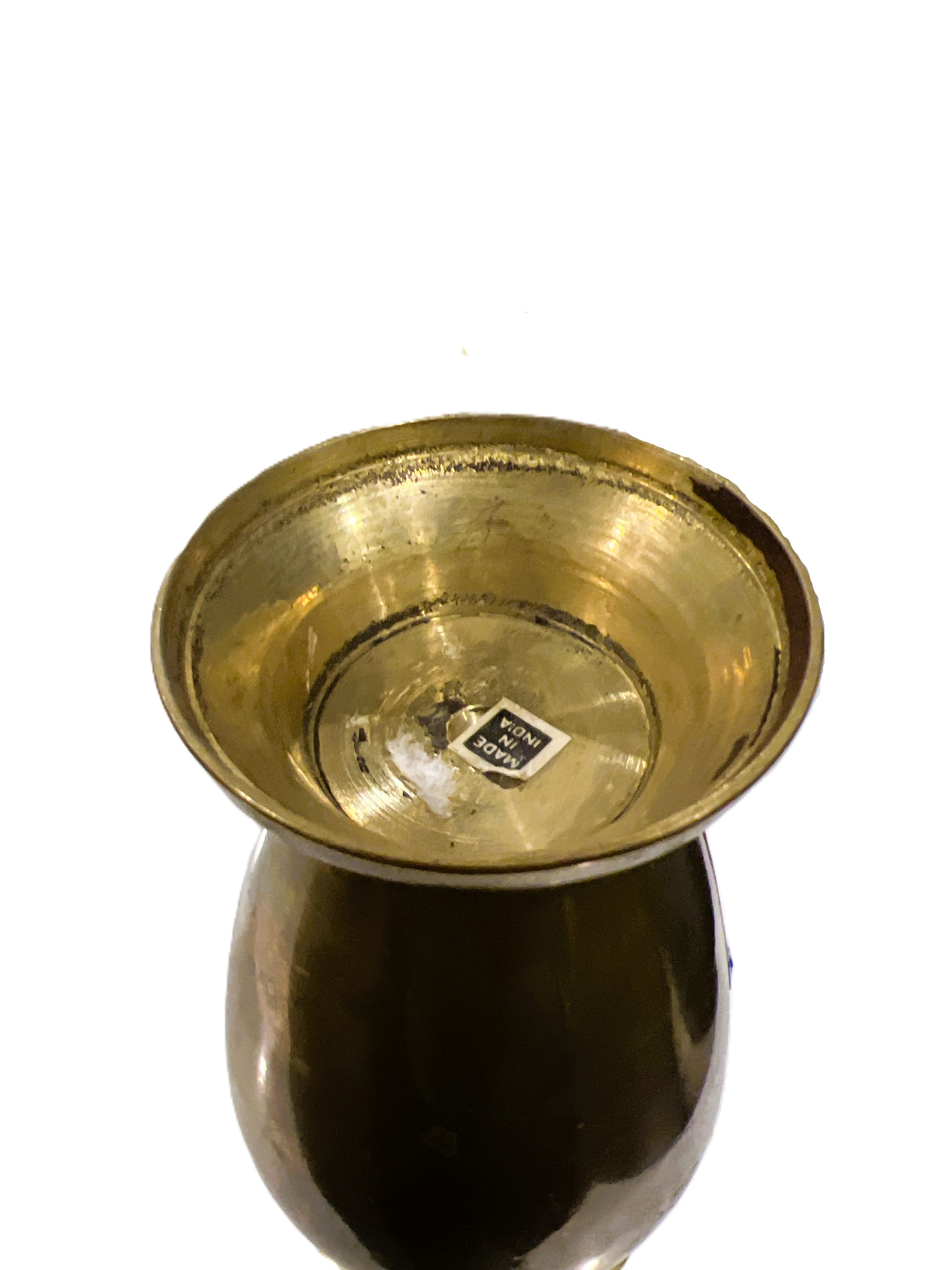 Vintage 7 Inch Brass Baluster Vase Made in India - Thumbnail 3