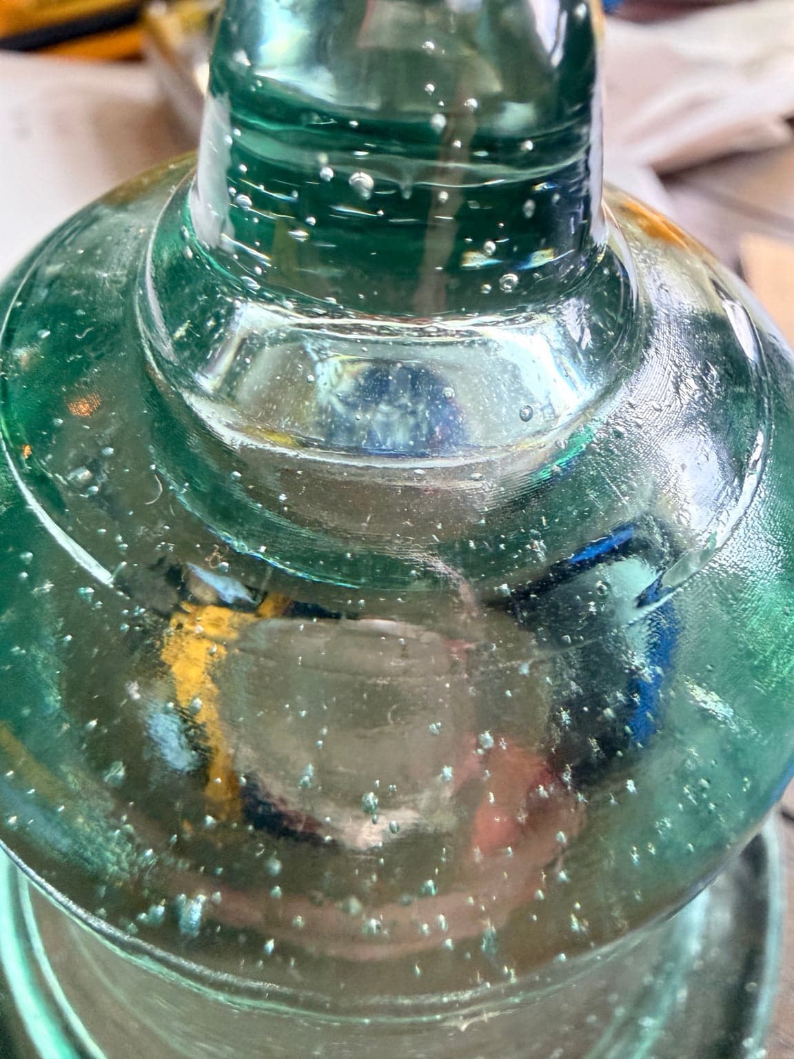 Vintage Aqua Hand Blown Glass Cloche Bell Jar - Thumbnail 5