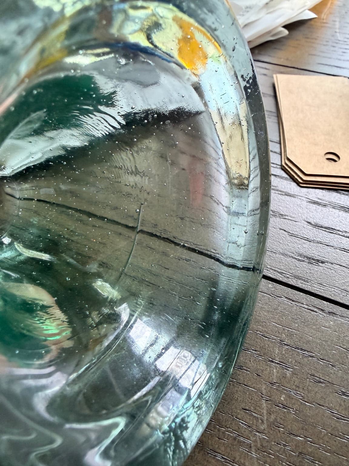 Vintage Aqua Hand Blown Glass Cloche Bell Jar - Thumbnail 4