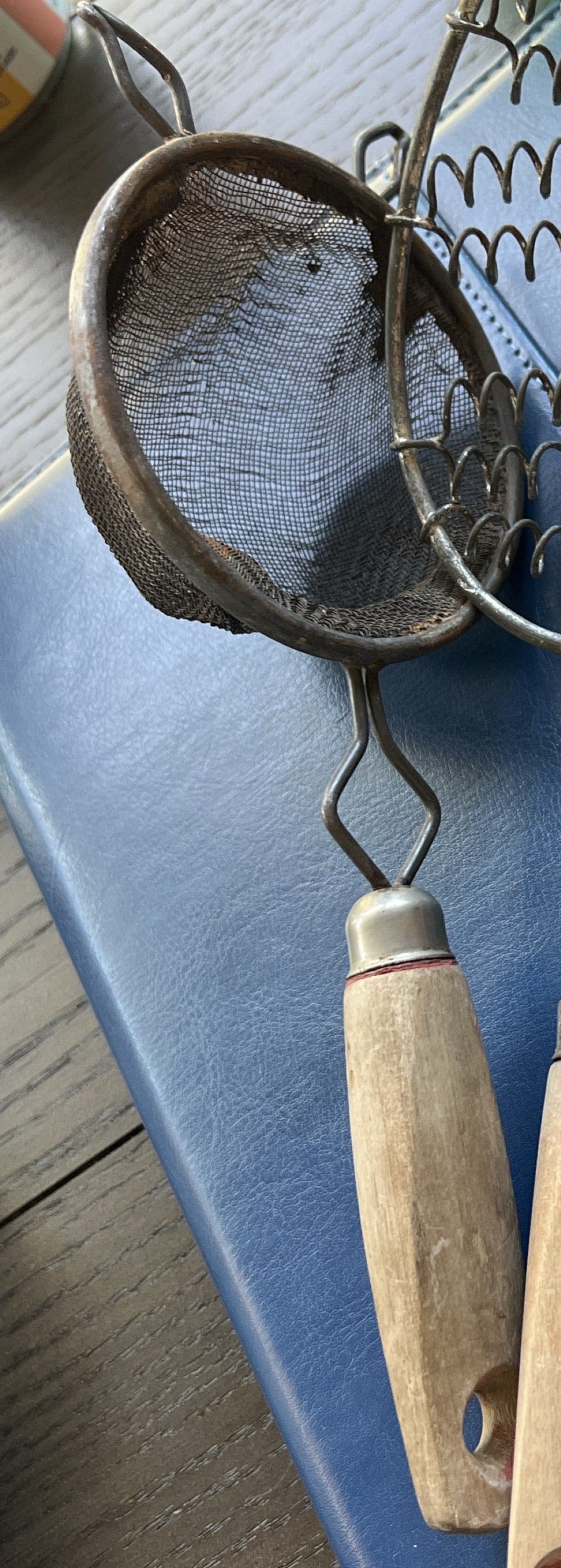 Vintage Wood-Handled Mesh Strainer