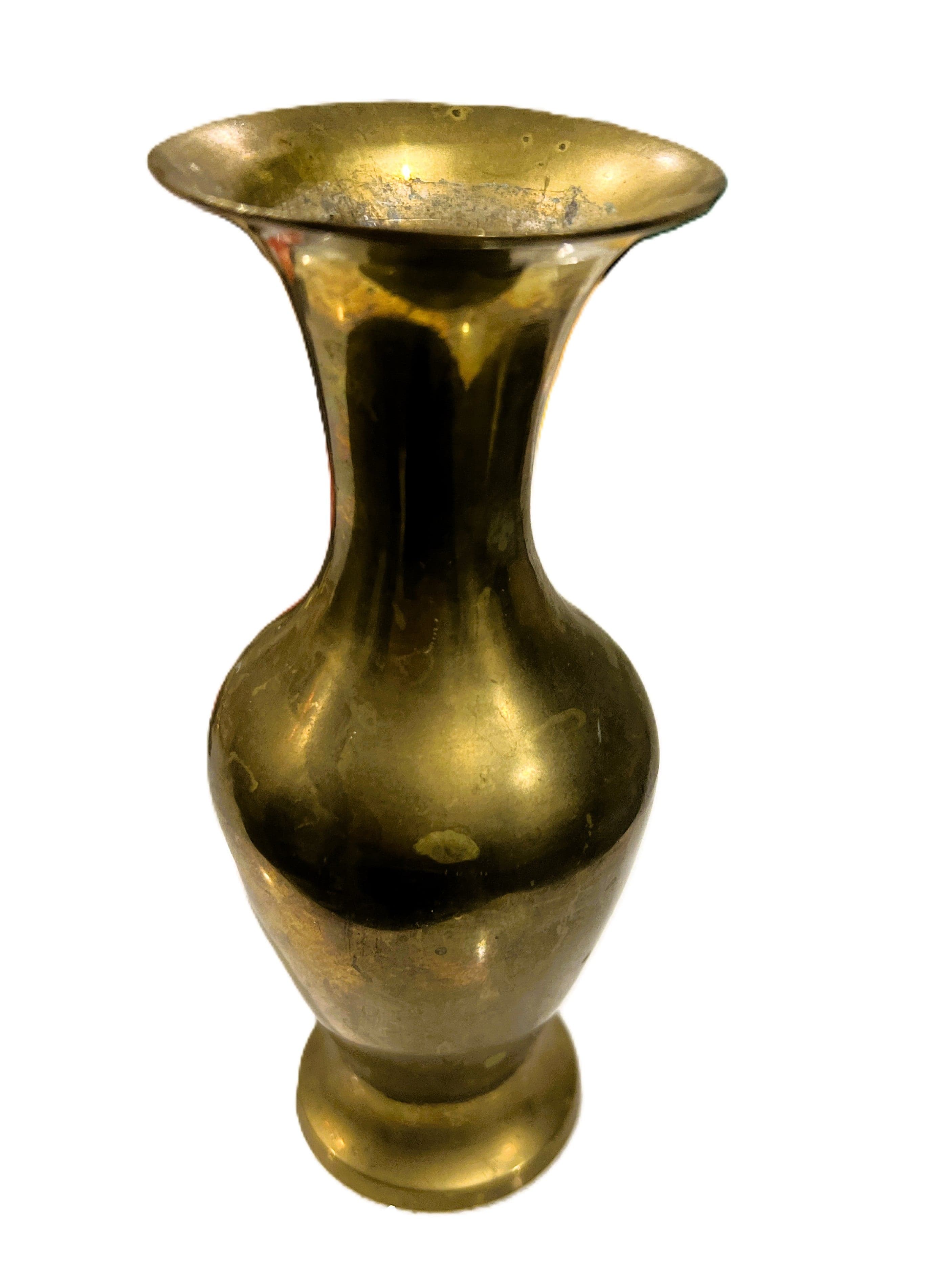 Vintage 7 Inch Brass Baluster Vase Made in India - Image 1