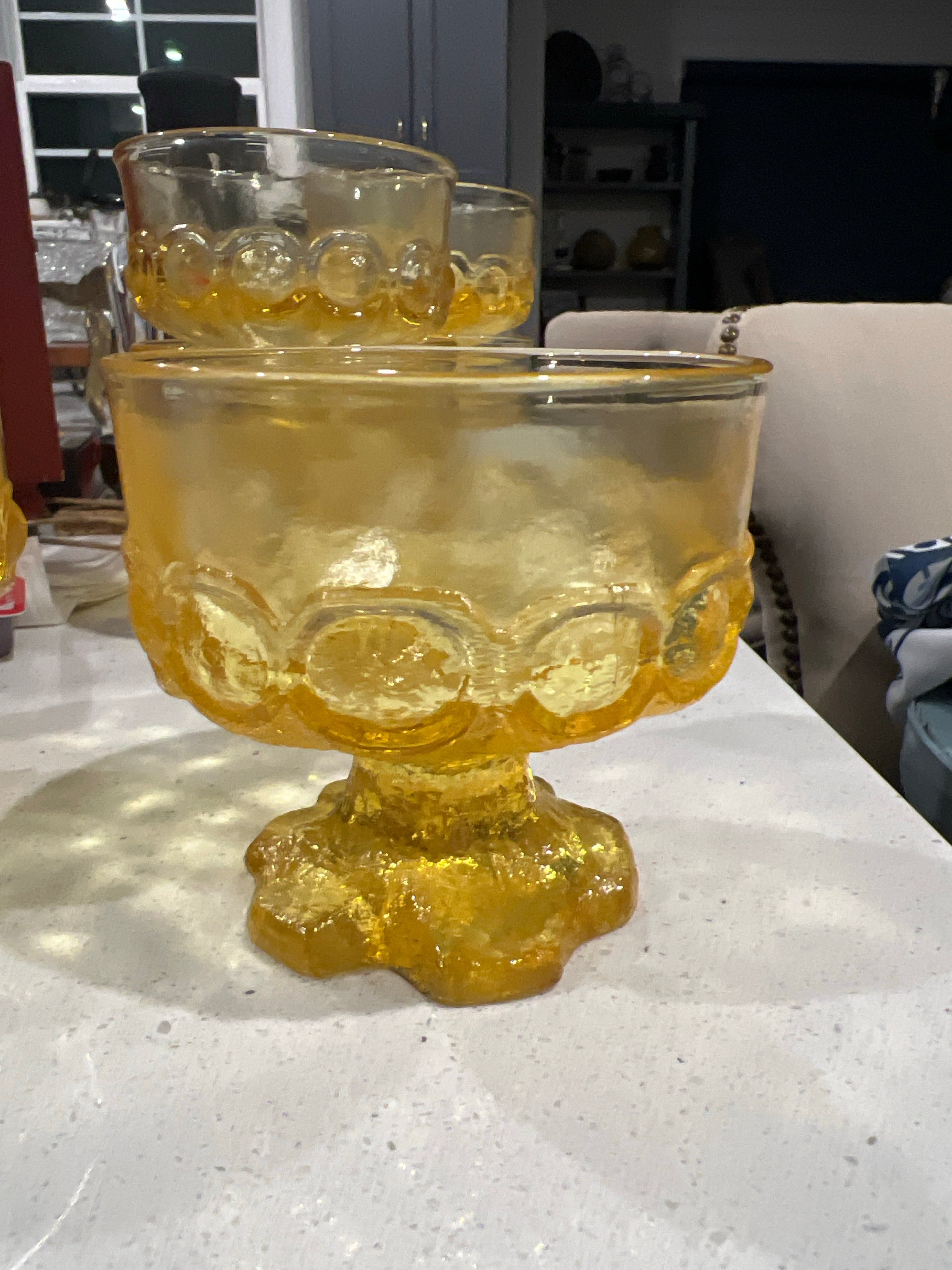 Vintage Anchor Hocking Lido Milano Amber Footed Dessert Cups Set of 6 - Thumbnail 2