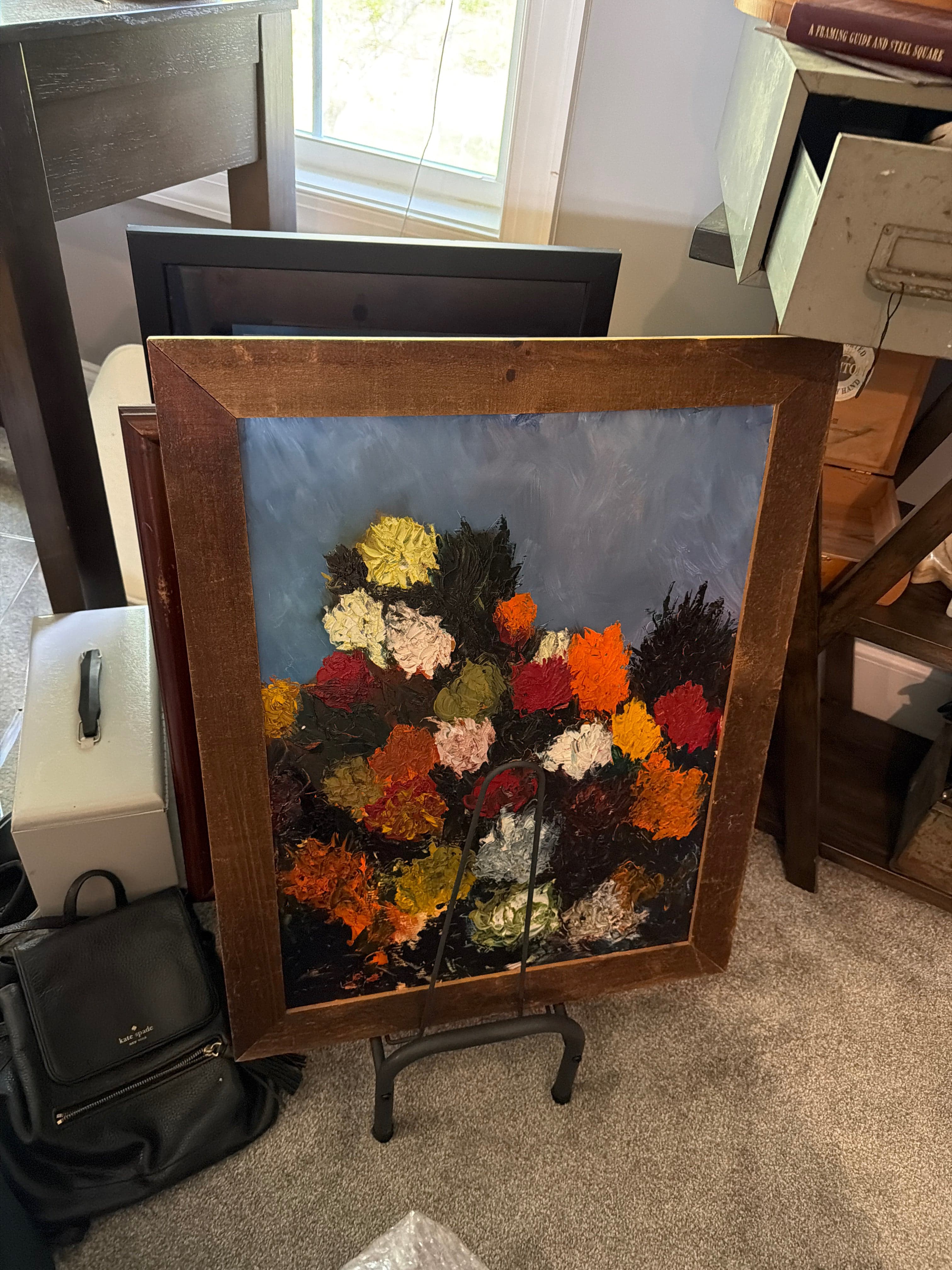 Emil Joseph Berger, Jr. High-Relief Impasto Floral Oil Painting - 1982 Original