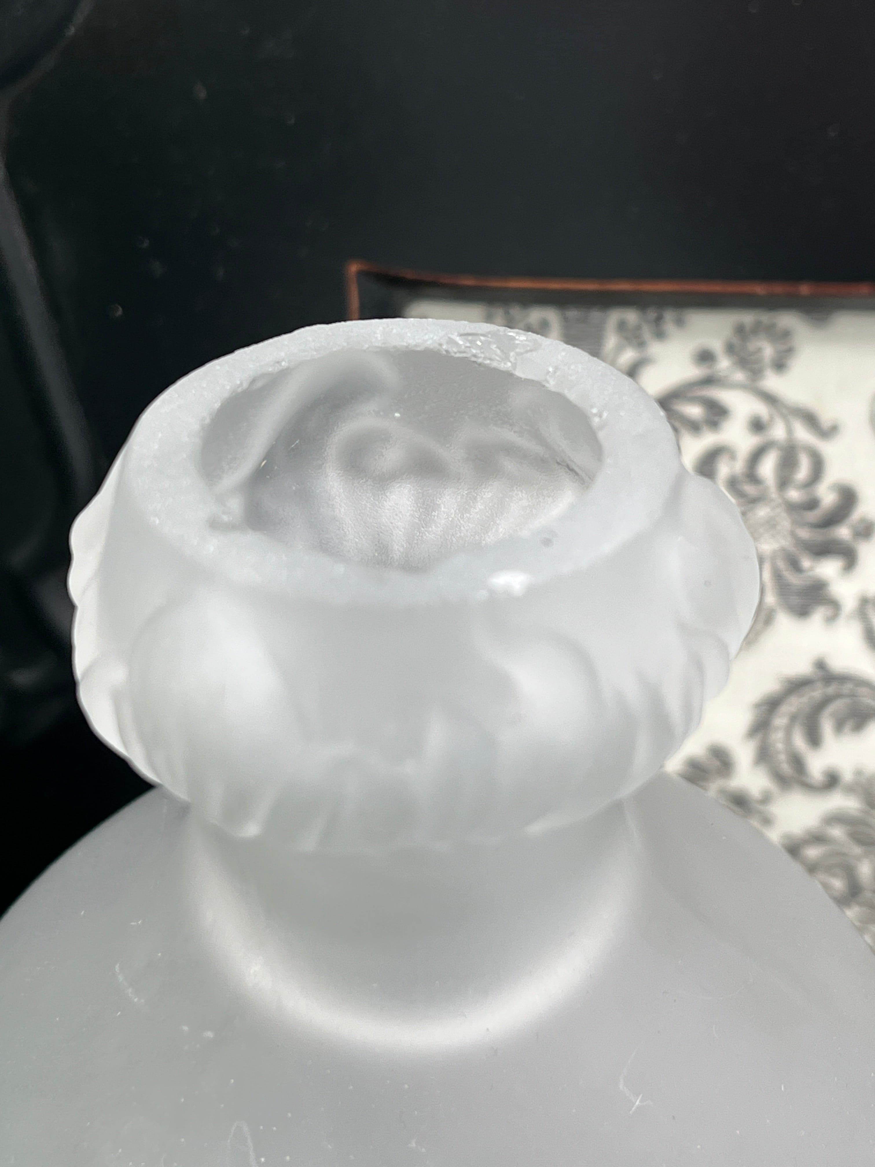 Antique Portieux Vallerysthal French Camphor Glass Vases Pair Relief Floral 8" - Thumbnail 4
