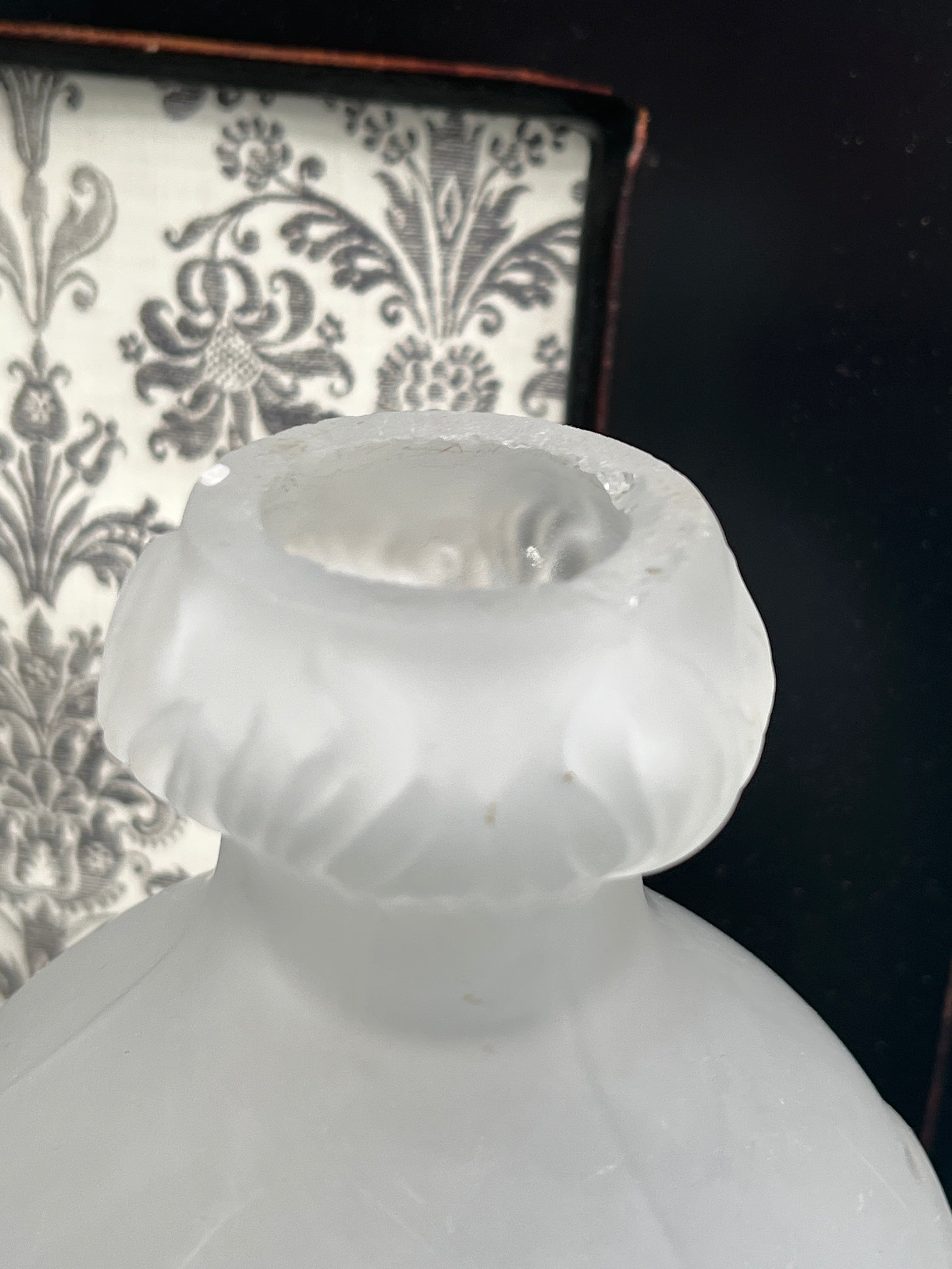Antique Portieux Vallerysthal French Camphor Glass Vases Pair Relief Floral 8" - Thumbnail 5