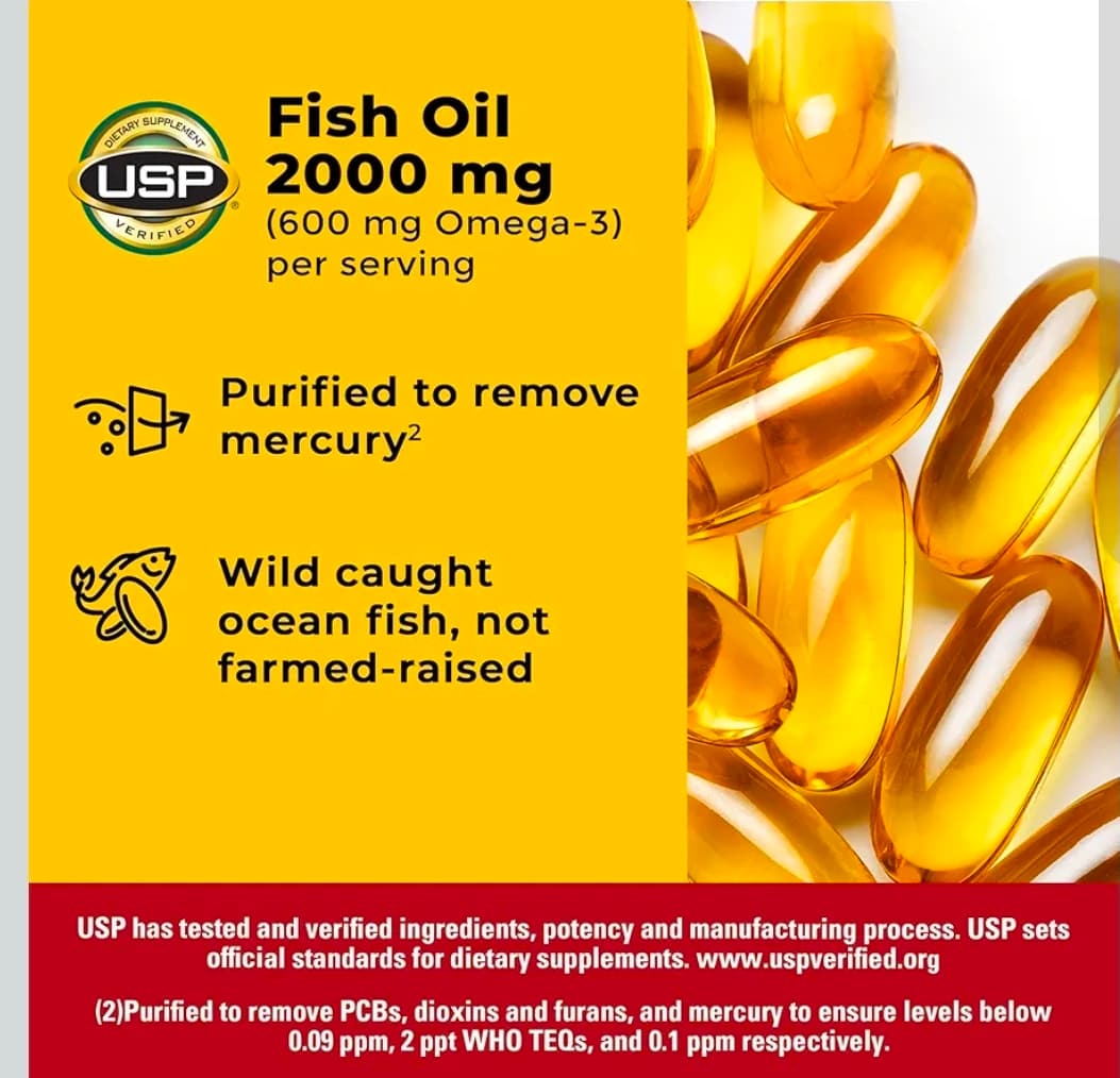 Nature Made Fish Oil 2000 mg 250 Softgels Omega-3 Supplement - Thumbnail 3