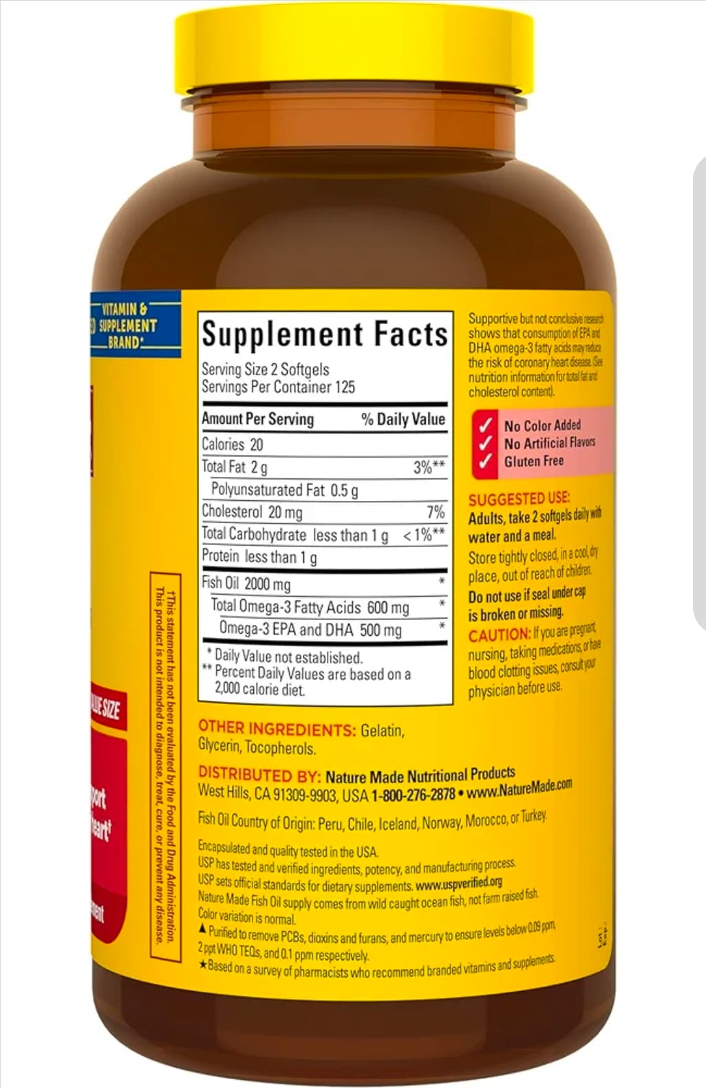 Nature Made Fish Oil 2000 mg 250 Softgels Omega-3 Supplement - Thumbnail 6