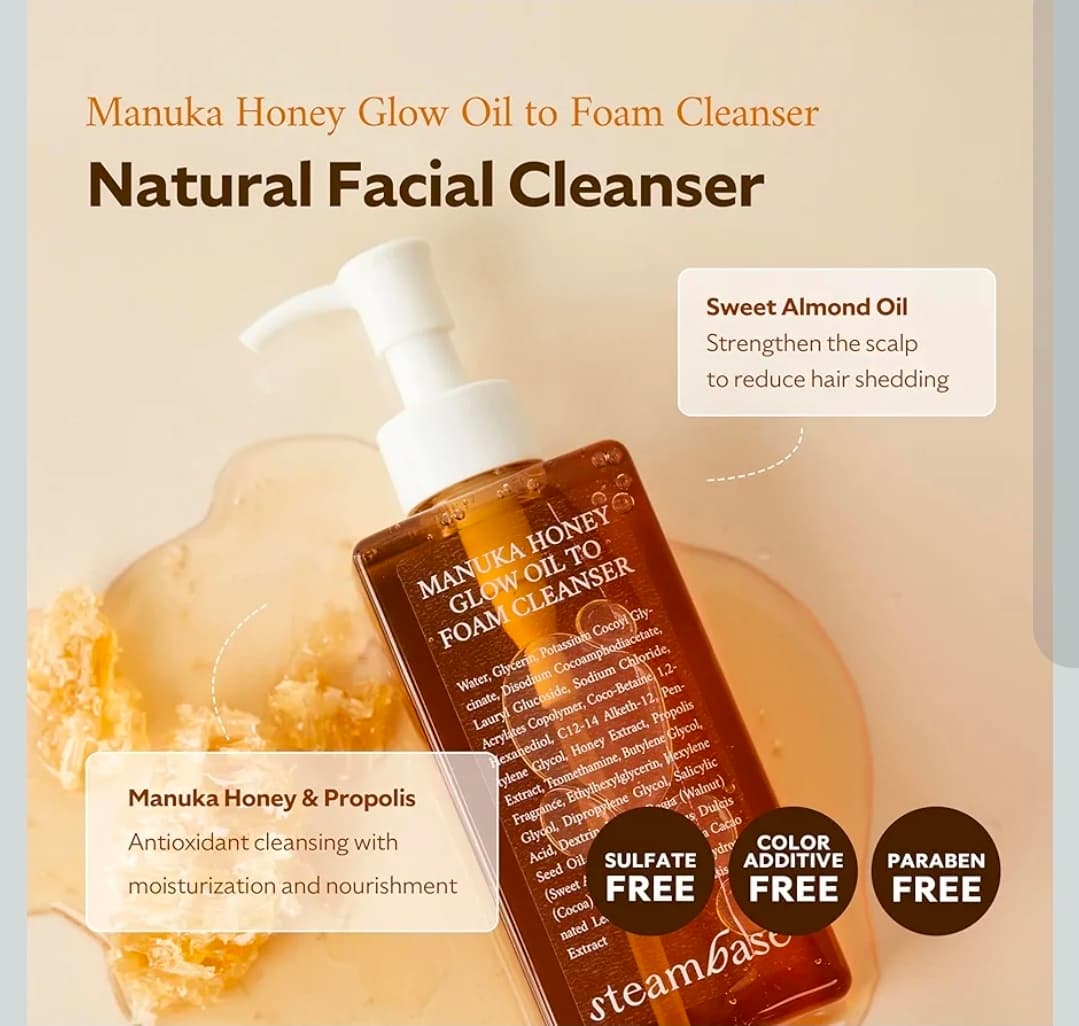 Steambase Manuka Honey Glow Oil to Foam Cleanser 7.27 fl oz - Thumbnail 2