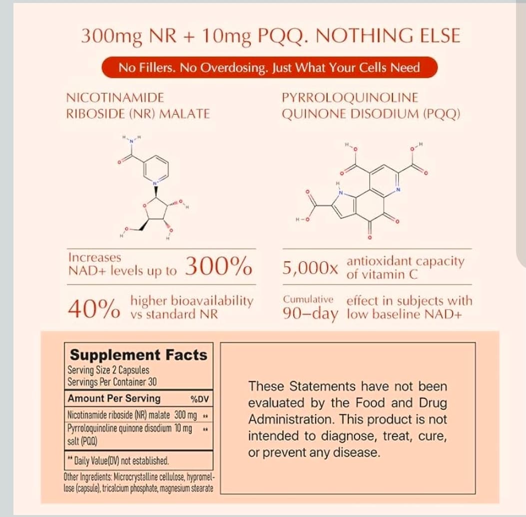 Tidora Age Reverse Supplement 300mg NR + 10mg PQQ 60 Capsules - Thumbnail 4