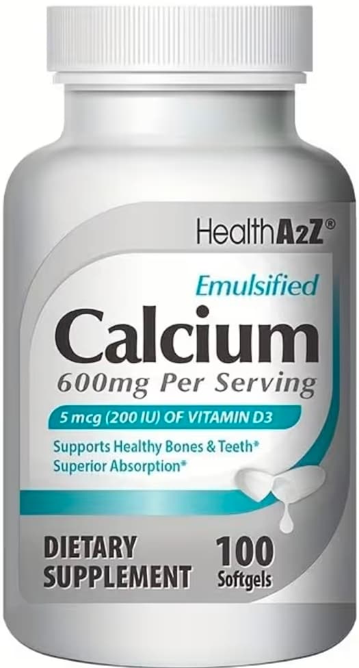HealthA2Z Calcium 600mg with Vitamin D3 100 Softgels - Image 1