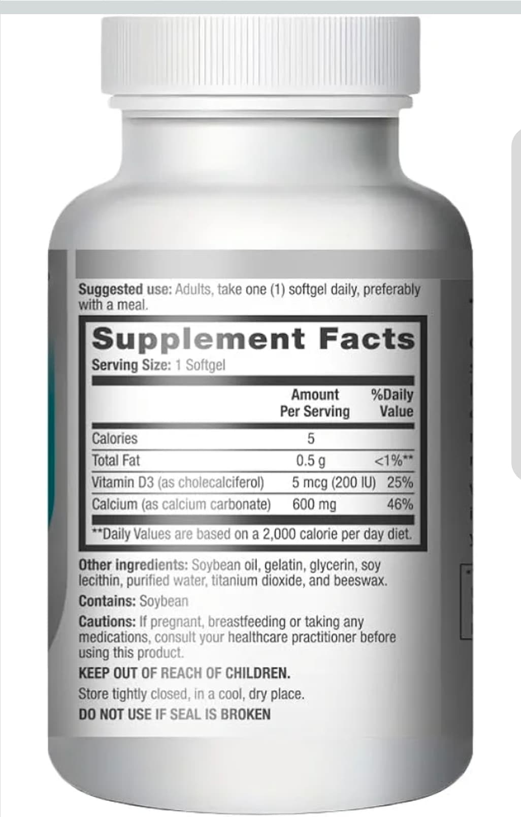 HealthA2Z Calcium 600mg with Vitamin D3 100 Softgels - Thumbnail 2