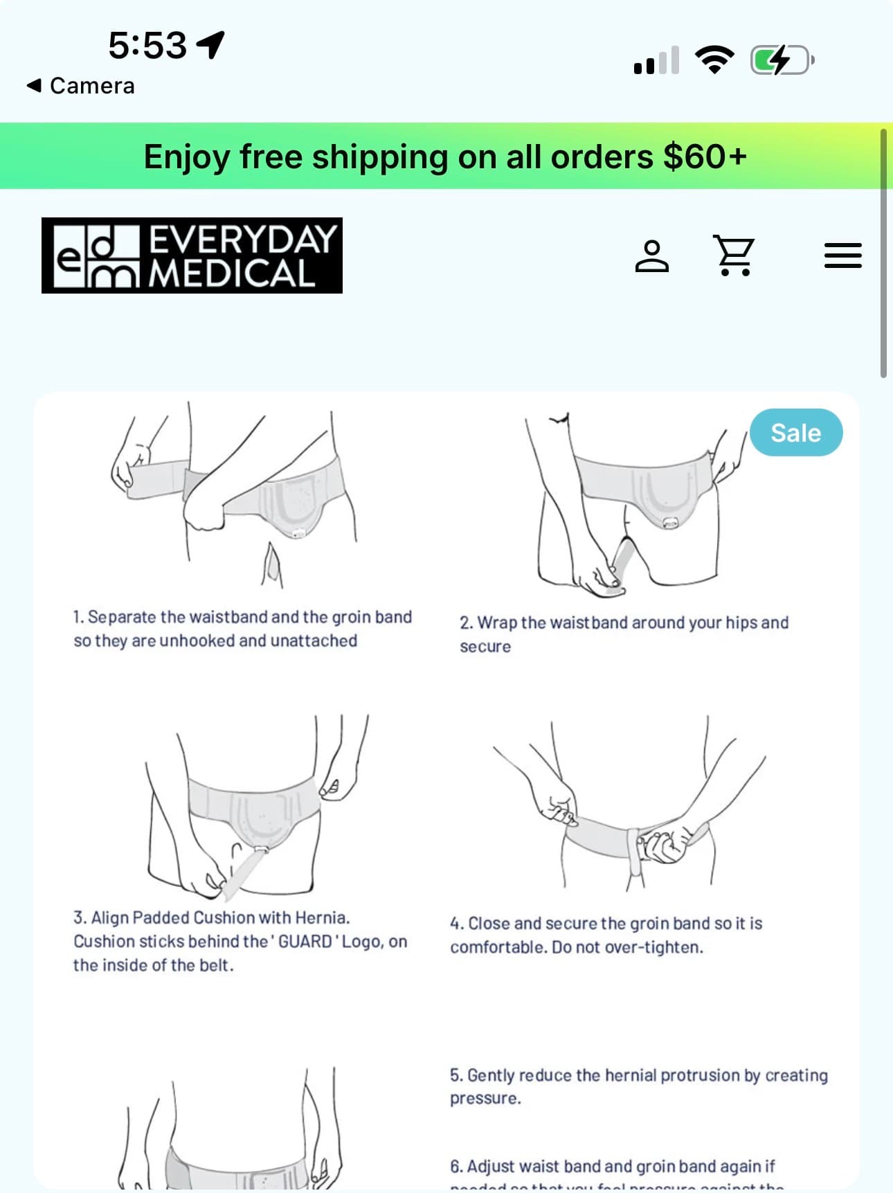 Everyday Medical Orthopedic Hernia Belt Inguinal & Groin Hernia Support Truss S/M Black - Thumbnail 11