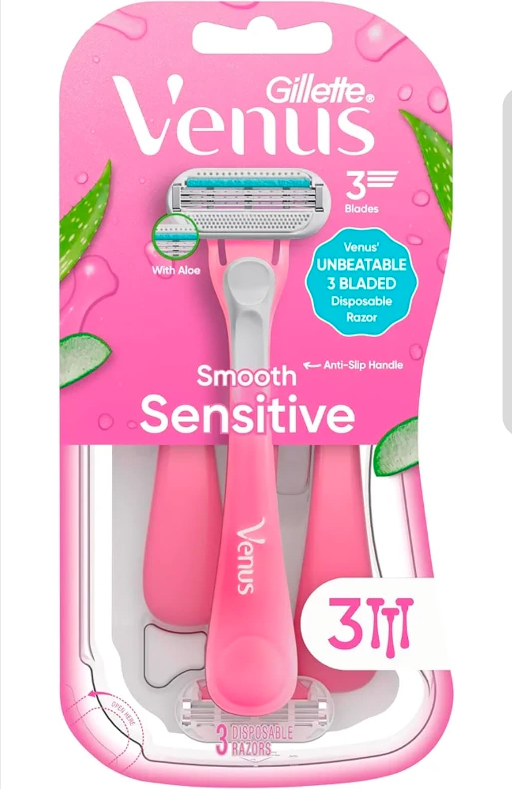 Gillette Venus Smooth Sensitive 3-Blade Disposable Razors Pack - Thumbnail 8