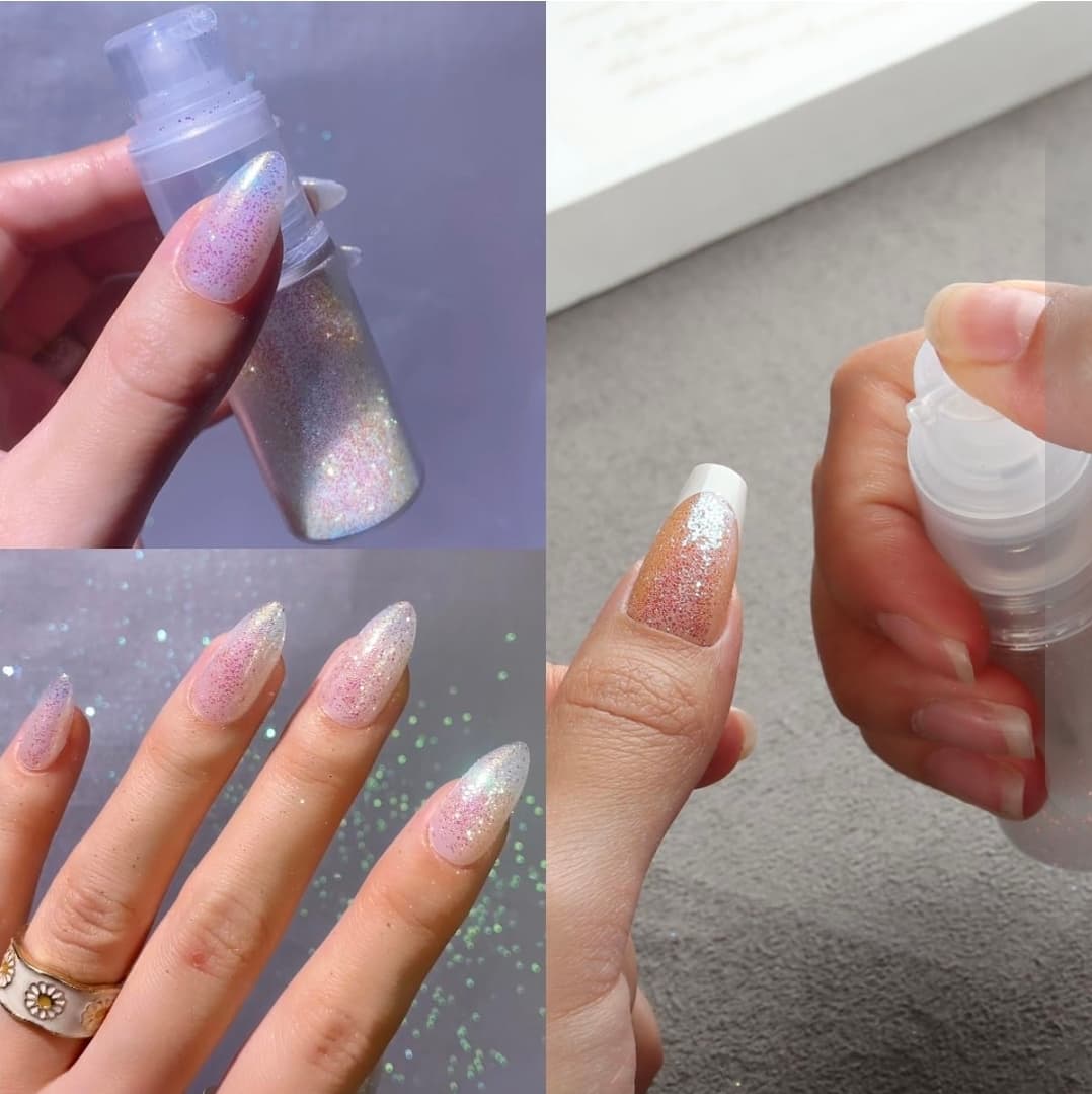 Nail Art Glitter Powder Set with Spray Bottle - Thumbnail 6