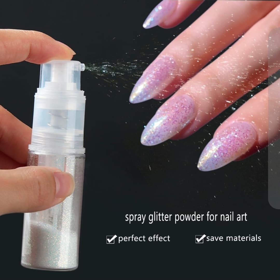 Nail Art Glitter Powder Set with Spray Bottle - Thumbnail 5