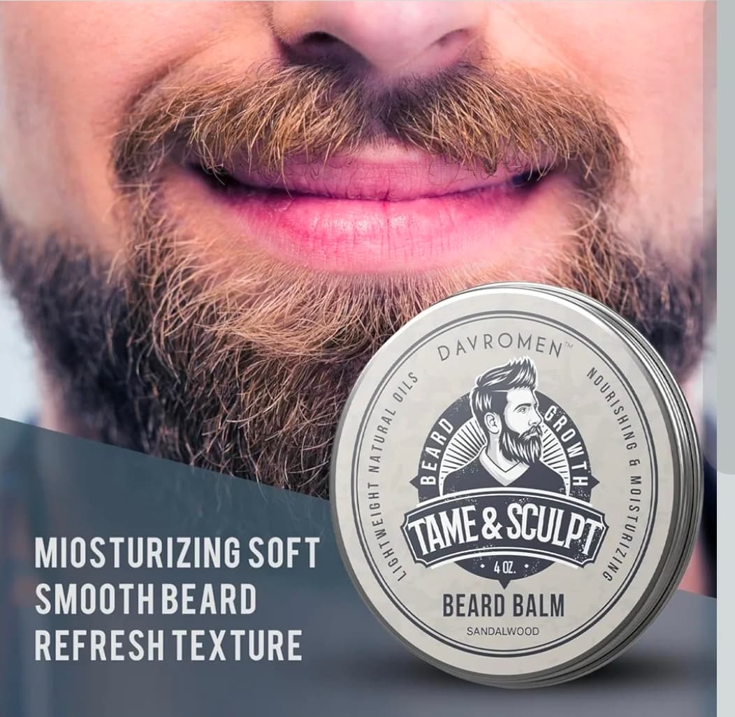 Davromen Tame & Sculpt Beard Balm 4 oz Sandalwood Cedarwood - Thumbnail 3