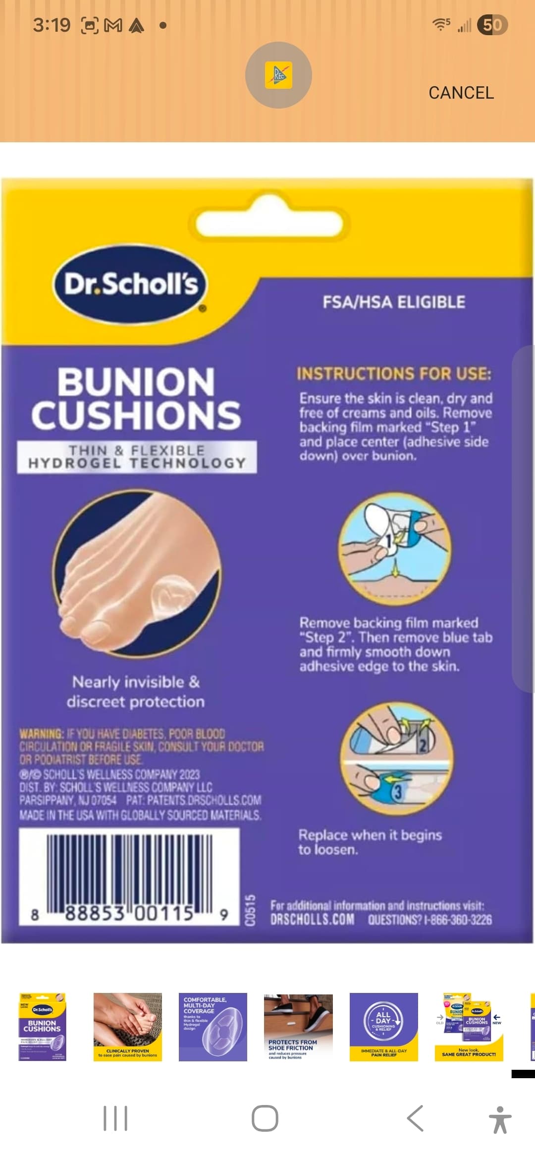 Dr. Scholl's Bunion Cushions Hydrogel Pain Relief 5 Pack - Thumbnail 7