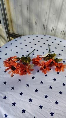 Mixed Artificial Flowers Bundle Orange Pink Red Gold Plastic Fabric - Thumbnail 15