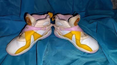 Jordan Air Jordan Kids' High Top Sneakers White Yellow Pink Logo Strap - Thumbnail 2