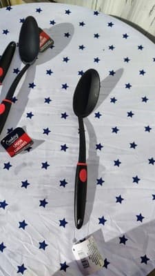 Cooking Concepts Cooking Spoon Set 4-Piece Black Red Plastic Utensils - Image 1