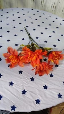 Mixed Artificial Flowers Bundle Orange Pink Red Gold Plastic Fabric - Thumbnail 17