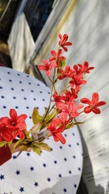 Mixed Artificial Flowers Bundle Orange Pink Red Gold Plastic Fabric - Thumbnail 5