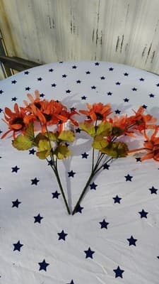 Mixed Artificial Flowers Bundle Orange Pink Red Gold Plastic Fabric - Thumbnail 12