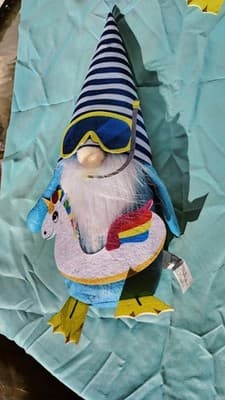 Whimsical Summer Gnome Figurine with Unicorn Float, Sunglasses, Multicolor - Image 1