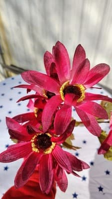 Mixed Artificial Flowers Bundle Orange Pink Red Gold Plastic Fabric - Thumbnail 8