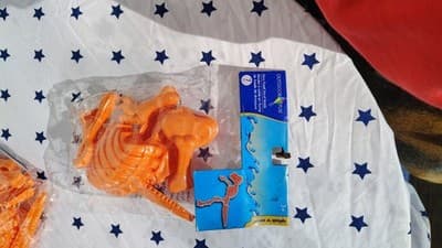 Outdoor Fun Dinosaur Fossil Skeleton Sand Molds Orange & Blue Sandbox Toy Set - Thumbnail 9