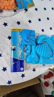 Outdoor Fun Dinosaur Fossil Skeleton Sand Molds Orange & Blue Sandbox Toy Set - Thumbnail 2
