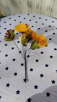 Mixed Artificial Flowers Bundle Orange Pink Red Gold Plastic Fabric - Thumbnail 14