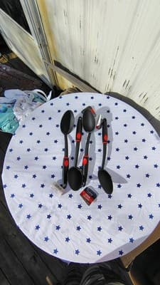 Cooking Concepts Cooking Spoon Set 4-Piece Black Red Plastic Utensils - Thumbnail 5
