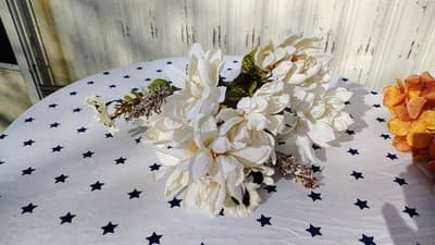 Mixed Artificial Flowers Bundle Orange Pink Red Gold Plastic Fabric - Thumbnail 24